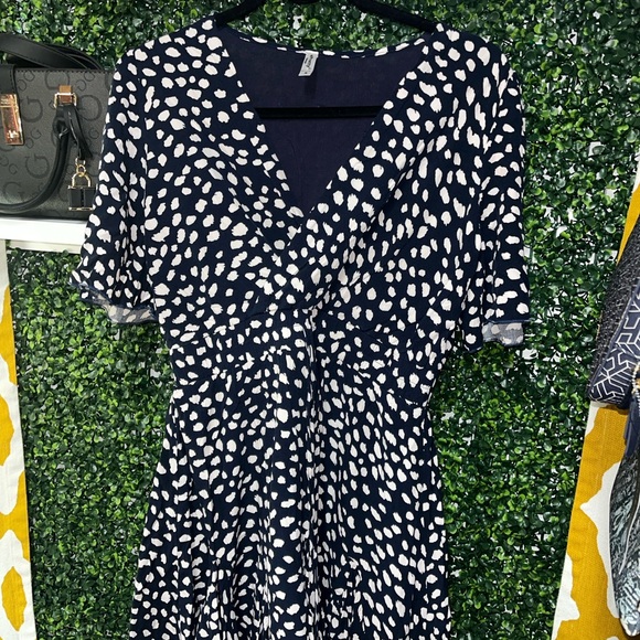 ePretty Navy and White Patterned Midi Dress - Picture 1 of 3